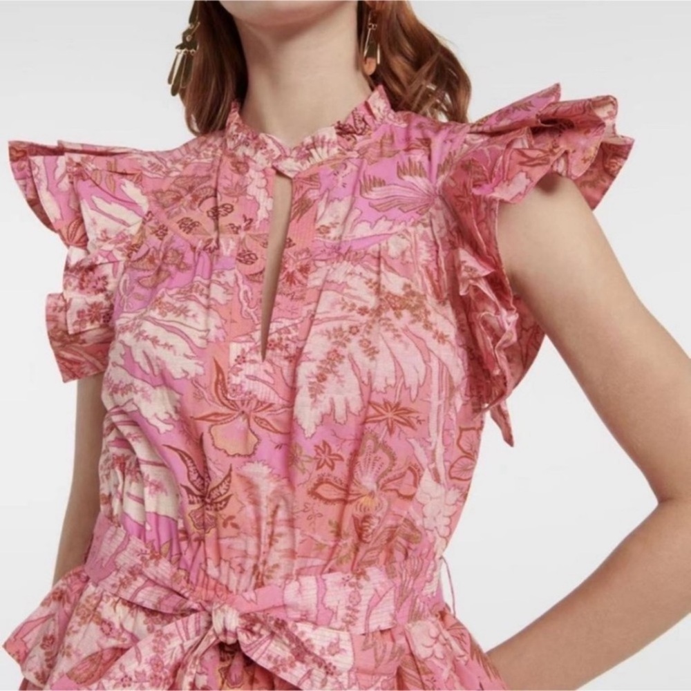 ULLA JOHNSON Lulua Mini Pink Dress in camellia Sz 12 - Picture 8 of 9
